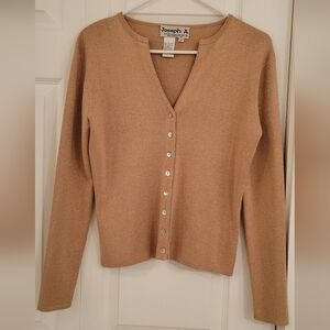 Joseph A. 82% Silk/metallic blend cardigan. Champagne/Gold with some shimmer.
